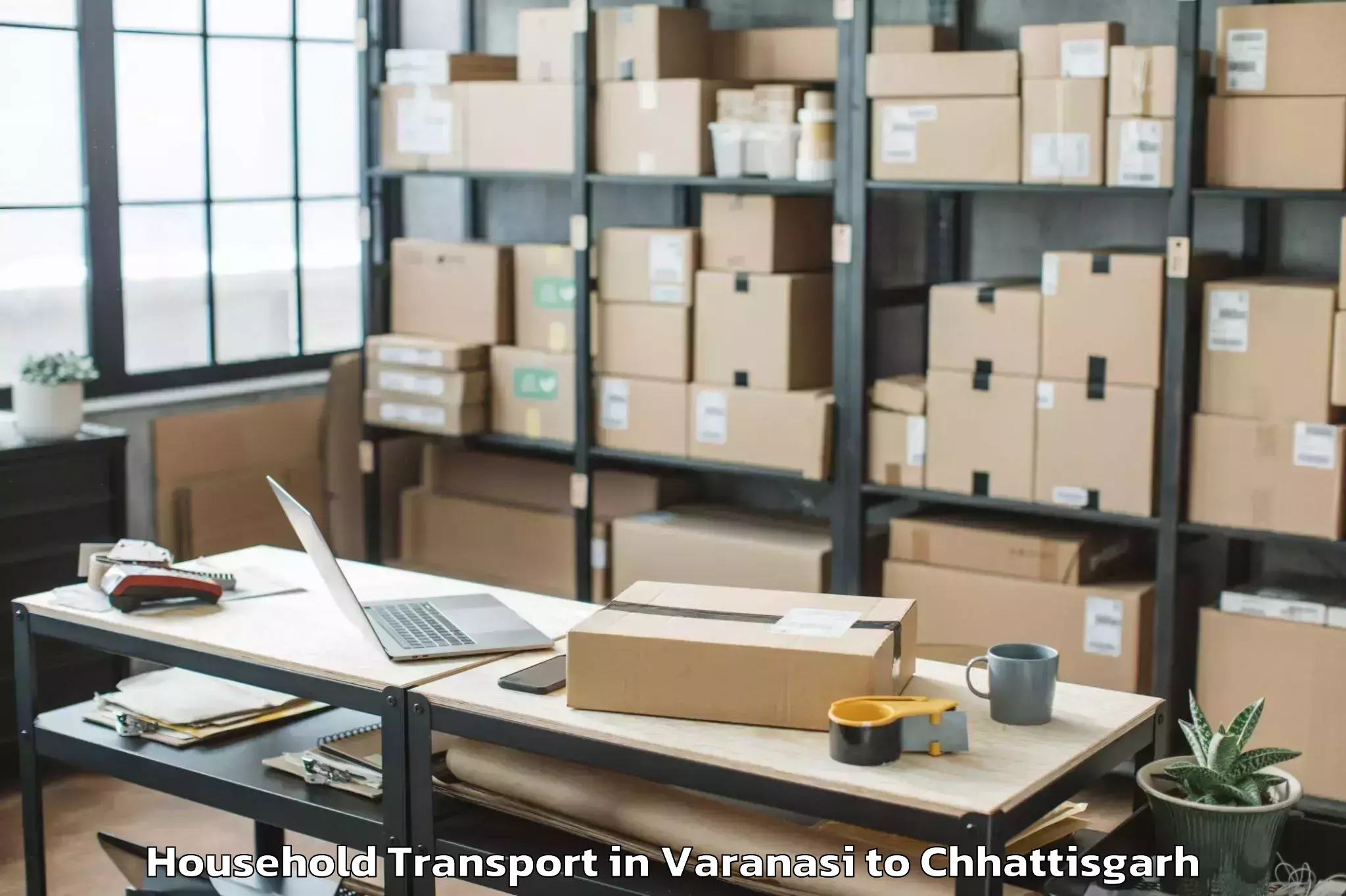 Book Varanasi to Iit Bhilai Household Transport Online